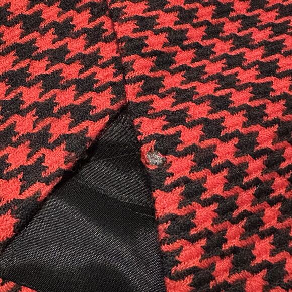 D’Angelo Women 10 Blazer Wool Houndstooth Lined V-Neck Black Red VTG - Picture 13 of 13